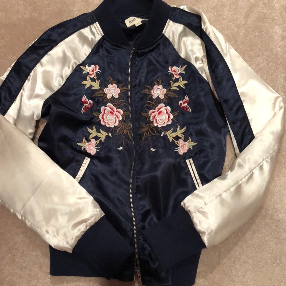 Embroidered Floral Bomber Jacket